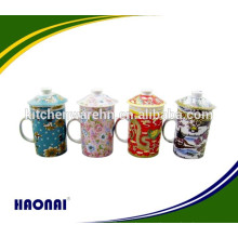 250ml ceramic tea mug set with infuser and lid